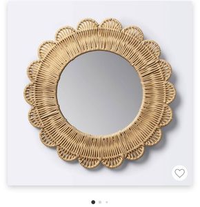 Espejo de pared de mimbre y ratán Floral moderno decorativo para sala de estar, dormitorio, oficina, baño con estilo nórdico bohemio para vestirse - Product Image 1