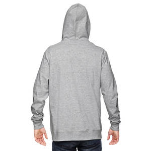 Sweat à capuche unisexe en jersey de coton 100% avec fermeture éclair gris chiné Sweatshirts coupe ample - Product Image 2