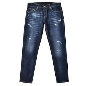 Automne mode décontracté Slim Fit haute qualité homme Denim hommes pantalon lavé pantalon maigre couleur unie fermeture éclair poches Jean - Product Image 4