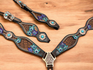 Luxury Western Headstall & Breast Collar Set Premium Horse Tack Designs Luxury Tack Set for Horse Full Draft Horse Full Set - Product Image 3