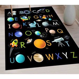 Alfombra del Alfabeto: Decoración Educativa para Cuarto de Juegos Infantil, Alfombra Delgada de Tela No Tejida - Product Image 1