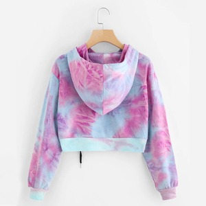 OEM Sudadera con capucha larga personalizada para mujer ligero francés liso algodón polar frontal Puff estampado Crop Top ecológico invierno - Product Image 2