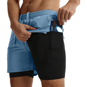 Lined Double <b>Layer</b> Pockets Athletic Sports Men Printed Shorts Custom Logo Workout Running Comfort Gym Shorts Top Quality - Product Image 3