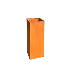 Kotak tanaman bulat Modern besar, Pot bunga logam taman berkarat Bespoke Corten Steel Planter kotak