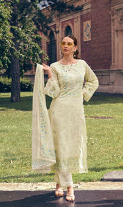 Impresiones digitales de algodón puro de césped con todo el trabajo original de Chikankari Salwar Kameez para adultos Top Bottom y Dupatta - Product Image 5