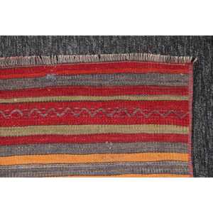 Tapis turc 2,6 x 11,2 pieds, tapis Kilim, tapis rayé arc-en-ciel en laine - Product Image 5