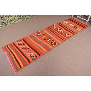 Vintage Turkish <b>Rug</b>, 2.8x9.7 ft <b>Runner</b> <b>Rug</b>, Orange Brown Moroccan <b>Rug</b> - Product Image 2