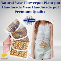 Tas Wanita Rajut Jerami Gaya Vintage Modern Buatan Tangan Thailand Berkualitas Tinggi Anti Maling dengan Penutup Hook Loop