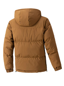 Chaqueta cortavientos al por mayor de invierno informal para hombre de alta calidad, servicio OEM, abrigo de burbujas cálido para exteriores, chaqueta acolchada con capucha teñida lisa - Product Image 6