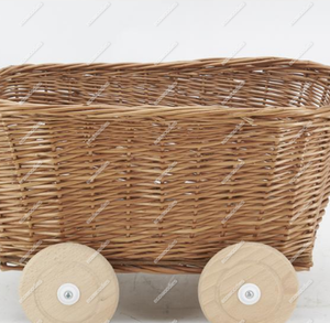 Juguetes de simulación para niños: cochecito de madera artesanal en miniatura, muebles de mimbre para muñecas, cunas para muñecas bebé, cuna para dormitorio y exterior. - Product Image 5