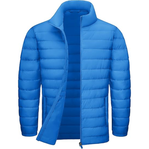 Professional Quality Latest Design Men's <b>Thin</b> Canvas <b>Puffer</b> <b>Jackets</b> with Stand Collar and Front Logo - Product Image 6