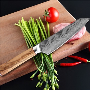 Venta al por mayor, pedidos a granel personalizados, servicio OEM ODM, cuchillo de Chef de cocina japonés profesional, cuchillo afilado de Chef de Damasco, hoja fija - Product Image 3