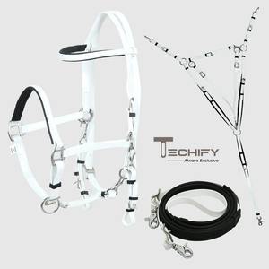 Ensemble de bride blanche Endurance Plaque de poitrine pour chevaux Halter Bride Rênes avec ensemble de plaque de poitrine Plaque de poitrine équestre - Product Image 1