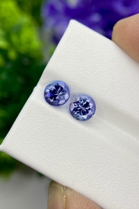 Par de piedras preciosas de tanzanita y zoisita bicolor 1.82Cts lupa de forma redonda azul Natural para la fabricación de joyas piedras preciosas sueltas - Product Image 4