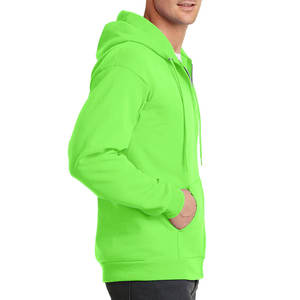 Veste polaire à fermeture éclair avant à manches longues pour hommes lourds vente en gros Streetwear sweats à capuche imprimé unisexe uni - Product Image 3