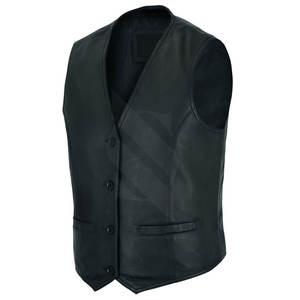 <b>Men's</b> Genuine <b>Leather</b> <b>Vest</b> & Waistcoat Breathable Casual Style for Winter New Arrival Outer Wear - Product Image 4