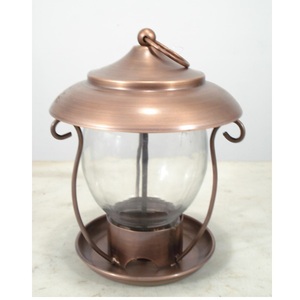 Comedero para pájaros de Metal con acabado de cobre antiguo de diseño acanalado, cúpula de cristal con anillo colgante para balcón interior, comedero colgante para pájaros - Product Image 5