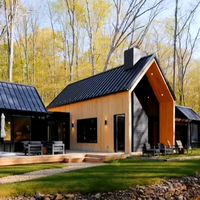 Maisons en bois à ossature boisée de style scandinave moderne - Villas et styles de maisons de type grange, couleur naturelle, garantie de plus de 5 ans