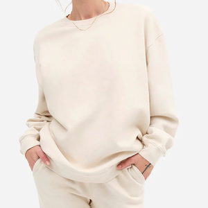 Custom Women's Winter Knitted Oversized Sweatshirt with Crewneck Spandex/Cotton Blend Batwing Sleeves Front Logo Custom Brand - Product Image 1