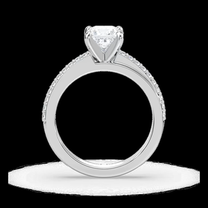 Bague de fiançailles en diamant de laboratoire taille princesse 1,20 CT, bande pavée, solitaire, certifiée IGI, or massif 14 carats - Product Image 2