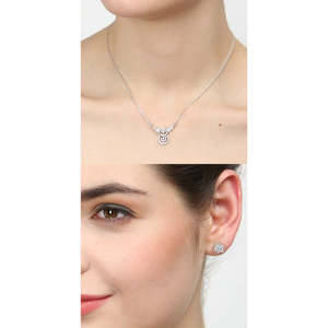 Ensemble collier et boucles d'oreilles pendantes Aria en argent sterling 925 plaqué rhodium, bijoux fins, cadeau pour femmes et filles, avec chaîne incluse - Product Image 5