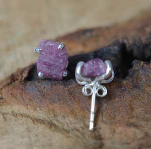 Rubis brut 925 boucle d'oreille en argent Sterling personnalisé pierre naturelle cadeau de fiançailles de mariage Vintage - Product Image 4