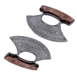 Cuchillo Ullu de acero de Damasco hecho a mano personalizado con mango de madera, cortador de pizza para verduras y otros alimentos - Product Image 6
