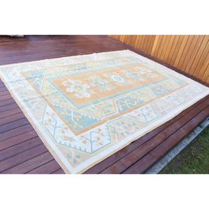 Alfombra Turca de 6.6x9.4 pies, Alfombra Grande Vintage, Alfombra Azul Sólida - Product Image 2