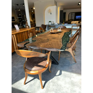 Mesa de Resina Epoxi Hecha a Mano de Lujo, Mesa de Madera con Borde Natural, Mesa de Comedor de Resina en Tonos Cálidos, Mesa de Resina Epoxi para Sala de Estar, Moderna - Product Image 2