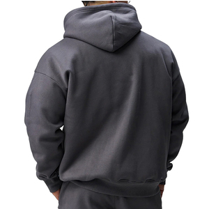Pull à capuche en coton surdimensionné avec logo personnalisé pour Streetwear à épaules tombantes et à imprimé bouffant pour hommes - Product Image 2