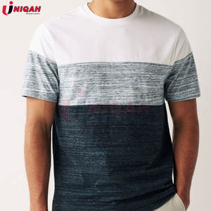 Elegante Camiseta de manga corta con bloque de color con cuello redondo acanalado y logotipo bordado personalizado, ropa informal de corte regular - Product Image 5