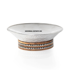 Bandeja cuadrada de madera para chocolate de dos niveles de tamaño personalizado, vajilla con acabado natural, cuenco de madera elegante de Metal para servir chocolate - Product Image 2