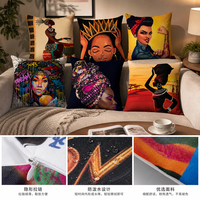 Siyah Afrikalı Kadın Yastık Kılıfı Yumuşak Polyester Altın Sanat Portresi Minder Kılıfı Kanepe için Dekoratif Yastık Kılıfı