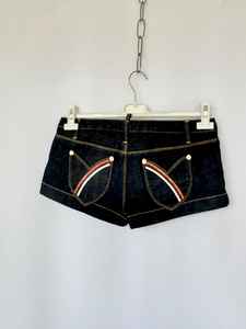 Dsquared2 Micro-short en tissu de coton délavé bleu denim foncé moderne Taille basse personnalisée - Product Image 3