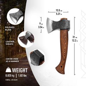 Hacha de corte de madera personalizada de alta calidad al por mayor, servicio OEM y ODM, hacha vikinga de acero al carbono con mango de madera de fresno - Product Image 3