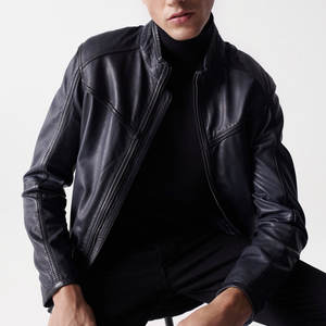 Best Selling Plus Size High Quality <b>Thin</b> Leather Winter <b>Jacket</b> Custom Design for <b>Men</b> Stand Collar for Outdoor Use - Product Image 6