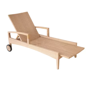 Chaises longues en rotin et teck, écologiques, résistantes aux UV, à jambes droites, pour jardin et piscine, de qualité supérieure - Product Image 1