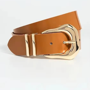 Ceinture en cuir véritable avec bordure rugueuse sangle épaisse et durable et boucle antique adaptée à un look robuste et à l'aventure - Product Image 1