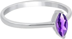 Anillo de amatista natural, chapado en rodio, Plata de Ley 925, forma de amantes, ajuste de punta, joyería de compromiso de boda hecha a mano a la moda - Product Image 3