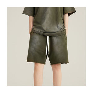 Pantalones cortos personalizados de algodón 100% de alta calidad para hombre, pantalones cortos de sudor para correr con lejía - Product Image 4