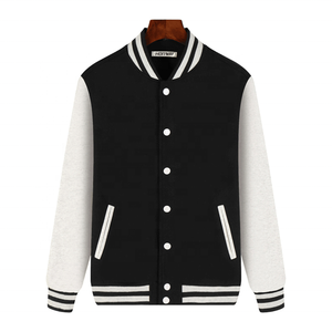 High Quality Vintage Casual Stand Collar <b>Winter</b> Style Plain Dyed Letterman Bomber <b>Jacket</b> Front 100% Wool Men's Varsity <b>Jacket</b> - Product Image 3