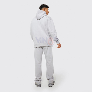 เสื้อฮู้ดสตรีทแวร์ผ้าฟลีซสำหรับฤดูหนาว แบบสั่งทำพิเศษ ทรงโอเวอร์ไซส์ ไหล่ตก สไตล์วินเทจ ล้างสีแบบแอซิดวอช ทำสีซีดแบบดิสเทรส ผ้าฝ้าย 100% สำหรับผู้ชาย ราคาถูก - Product Image 4