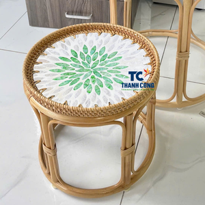 Table basse moderne en rotin faite à la main avec incrustation de vadrouille Table de salon de luxe de style bohème prix de gros à l'exportation - Product Image 1