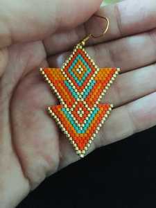 Embroidered Statement Dangle <b>Earrings</b> Embroidered Minimalist <b>Earrings</b> - Product Image 3