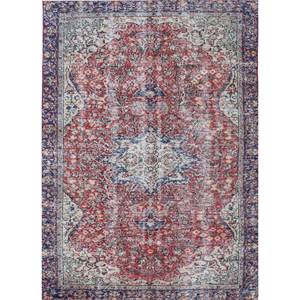 Tapis en laine noué à la main de grande taille, motif médaillon rouge et orange, pour salon, couloir rectangulaire - Pae-2197 - Product Image 1