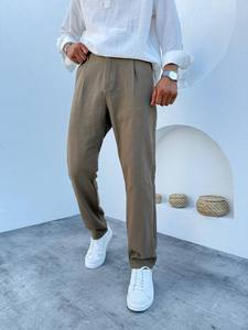 กางเกงผ้ายืดเข้ารูปสีกรมท่าสำหรับผู้ชายกางเกงทำงานอัจฉริยะลำลองเอวยางยืดมีเชือกผูกคอตตอนทรงตรงฮิปฮอปขนาดพิเศษ - Product Image 2