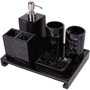 Ensemble de salle de bain en résine de luxe fait à la main porte-savon porte-brosse à dents plateau à gobelet élégant contemporain Home Essentials - Product Image 3