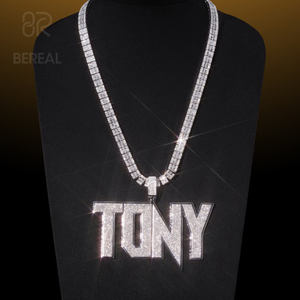 Colgante con Nombre Personalizado de Moissanita VVS que Pasa la Prueba del Diamante, Estilo Hip Hop para Hombre, Collar de Plata 925 con Incrustaciones de Diamantes, Colgante con Letra, Joyería Fina - Product Image 2