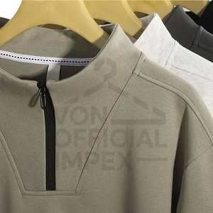 Sweat-shirt à demi-zip de couleur différente personnalisé Offre Spéciale nouveau design hiver basiques coton mélangé confortable sweats à demi-fermeture éclair - Product Image 2