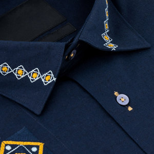 Người Đàn Ông Của Phong Cách Đầy Đủ Tay Áo Thêu Áo Sơ Mi Thiết Kế Sequin Hiện Đại Thường Xuyên Phù Hợp Satin Dệt Kim Thoáng Khí Nhanh Chóng Khô Mặc Giản Dị - Product Image 4